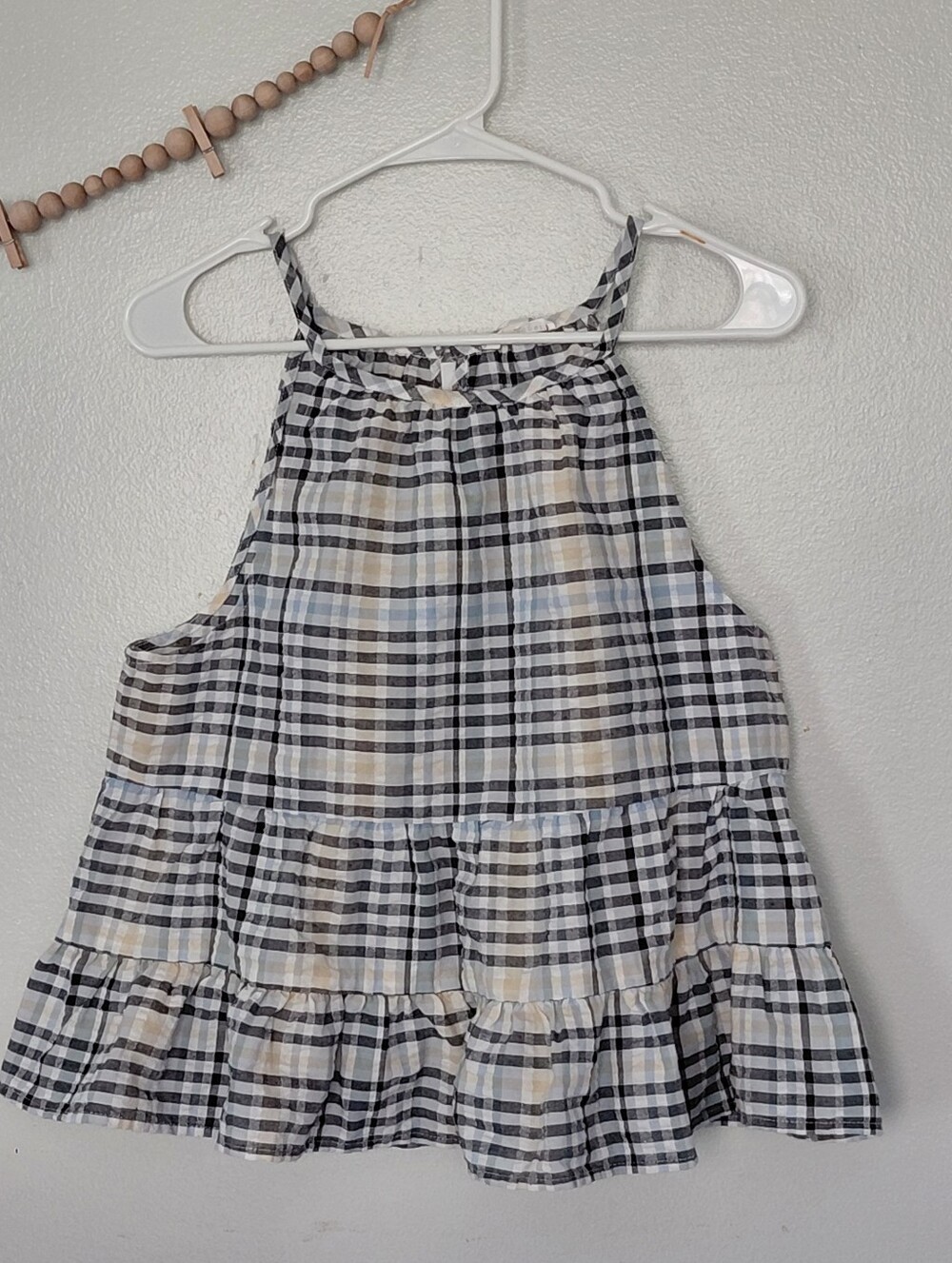 Blu Pepper Plaid Peplum Keyhole Back Flowy Cami Tank Top NWT Size L